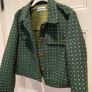 Urban Outfitters Green and Gold Brocade Jacket